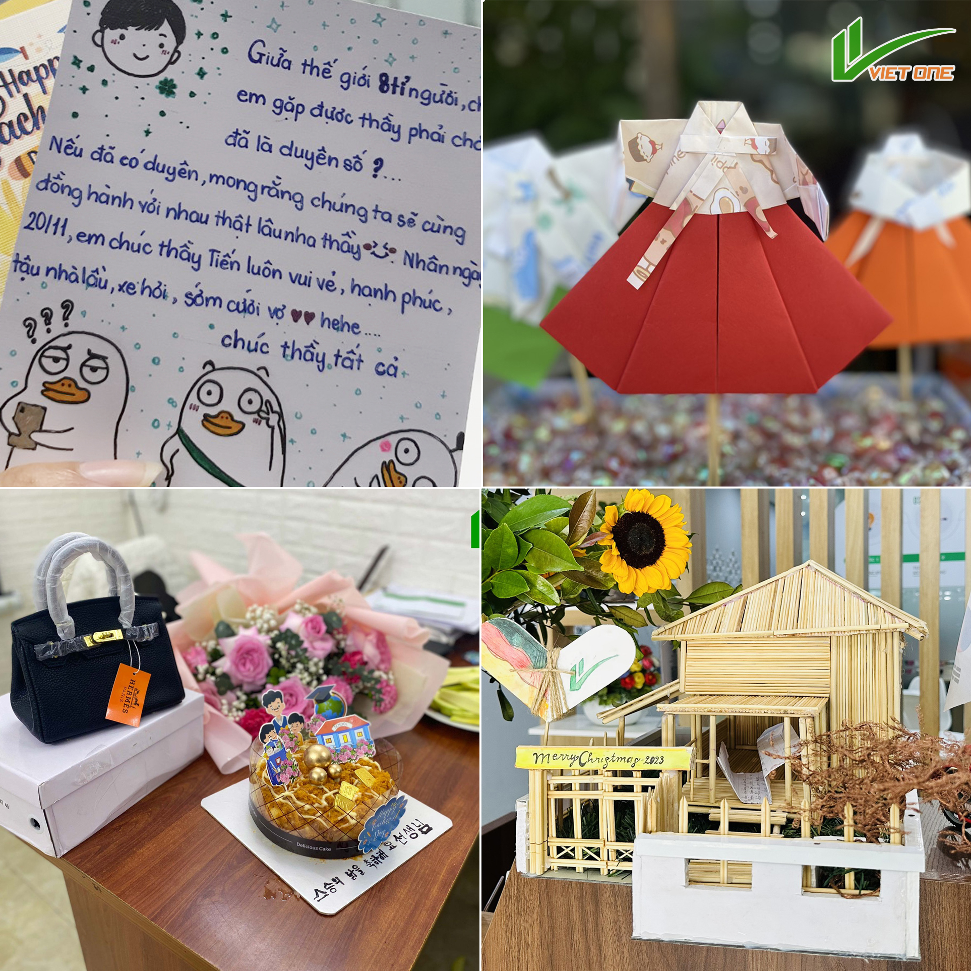 Các phần quà ý nghĩa của học viên dành tặng cho du học Việt One